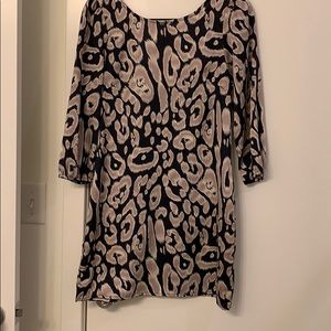 Navy blue and gray printed mini dress